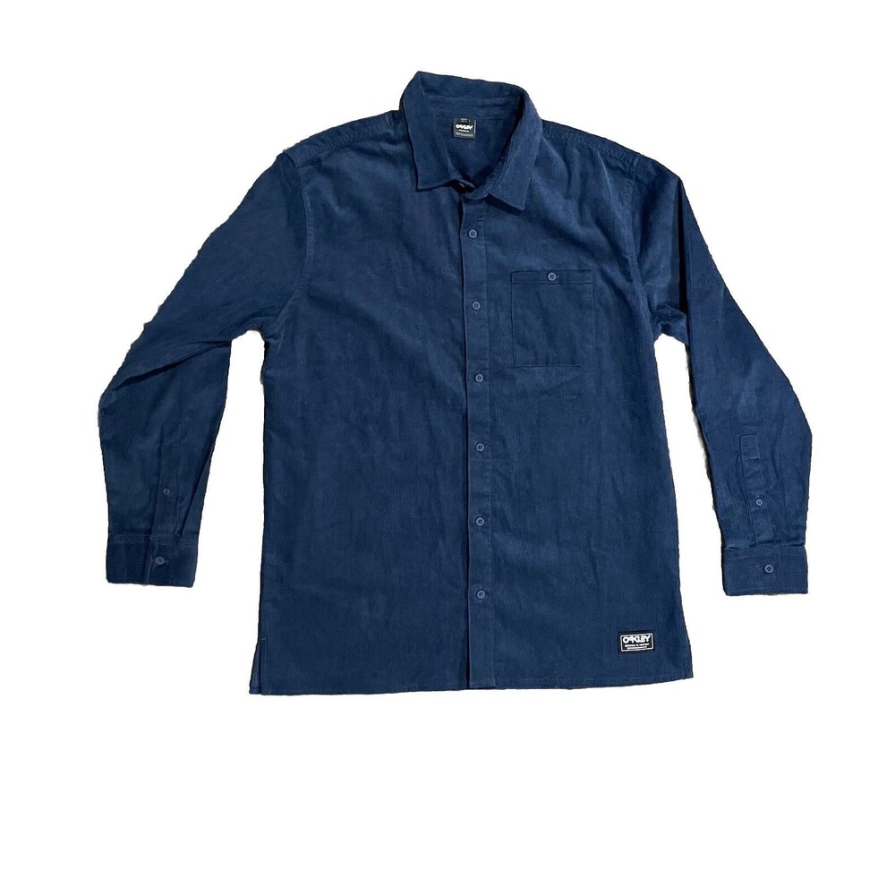Oakley Shirt Mens Large Blue Button Up Corduroy Long Sleeve Outdoors Casual EUC